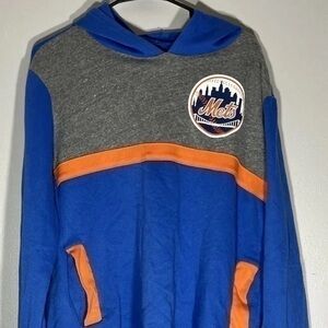 New York Mets Majestic Threads Colorblocked Pullover Hoodie - Royal/Oran…